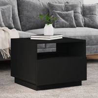  Coffee Table with LED Lights Black 50x49x40 cm
