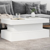  Coffee Table with LED Lights White 90x50x40 cm