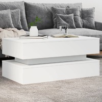  Coffee Table with LED Lights White 90x50x40 cm