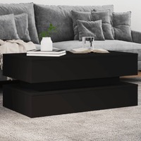  Coffee Table with LED Lights Black 90x50x40 cm