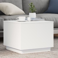  Coffee Table with LED Lights White 50x50x40 cm