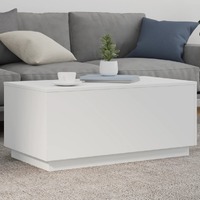  Coffee Table with LED Lights White 90x50x40 cm