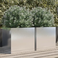 Planters 2 pcs Silver 42x40x39 cm Stainless Steel