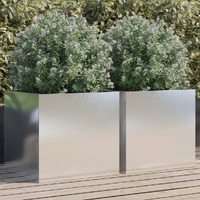  Planters 2 pcs Silver 49x47x46 cm Stainless Steel