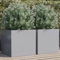  Planters 2 pcs Silver 49x47x46 cm Galvanised Steel