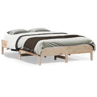  Bed Frame without Mattress 135x190 cm Solid Wood Pine