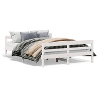  Bed Frame without Mattress White 137x187 cm Double Solid Wood Pine