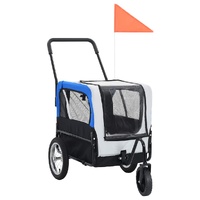  2-in-1 Pet Bike Trailer &amp; Jogging Stroller Grey and Blue