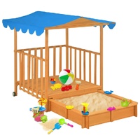  Kids Playhouse with Sandbox Fir Wood Blue UV50