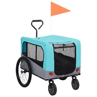  2-in-1 Pet Bike Trailer and Jogging Stroller Blue and Grey