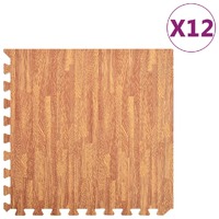  Floor Mats 12 pcs Wood Grain 4.32 m² EVA Foam