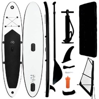  Inflatable Stand Up Paddleboard with Sail Set Black and White