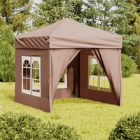  Folding Party Tent with Sidewalls Taupe 2x2 m