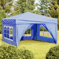  Folding Party Tent with Sidewalls Blue 3x3 m