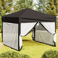  Folding Party Tent with Sidewalls Black 3x3 m