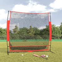 Portable Baseball Net Black and Red 215x107x216 cm Polyester