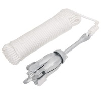  Folding Anchor with Rope Silver 3.2 kg Malleable Iron