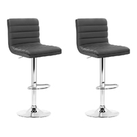Artiss 2x Bar Stools Padded Leather Gas Lift Grey