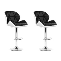 Artiss 2x Bar Stools Gas Lift Padded Leather Black &amp; White