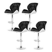 Artiss 4x Bar Stools Gas Lift Padded Leather Black &amp; White