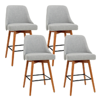 Artiss 4x Bar Stools Swivel Seat Wooden Grey