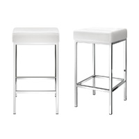 Artiss 4x Bar Stools Leather Padded Metal White