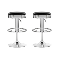 Artiss Set of 2 Backless PU Leather Bar Stools - Black and Chrome