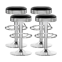 Artiss 4x Bar Stools Leather Padded Gas Lift Silver