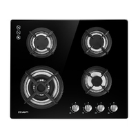 Devanti Gas Cooktop 60cm 4 Burner Black