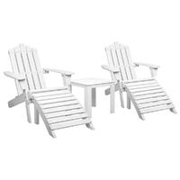 Gardeon 5PC Adirondack Outdoor Table and Chairs Wooden Sun Lounge Patio Furniture White