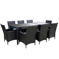 Gardeon Outdoor Dining Set 9 Piece Wicker Lounge Setting Black