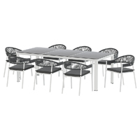Gardeon Outdoor Dining Set 9 Piece Steel Table Chairs Setting White