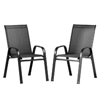 Gardeon 2PC Outdoor Dining Chairs Stackable Lounge Chair Patio Furniture Black