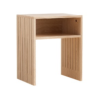 Artiss Coffee Table Storage Shelf Fluted Side Pine