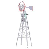 Garden Windmill 6FT 186cm Metal Ornaments Outdoor Decor Ornamental Wind Will