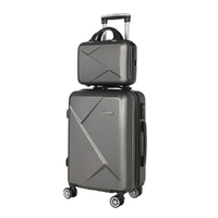 Wanderlite 2pc Luggage 12&quot; 20&quot; Trolley Travel Suitcase Storage Carry On TSA Lock Dark Grey