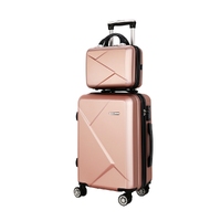 Wanderlite 2pc Luggage 12&quot; 20&quot; Trolley Travel Suitcase Storage Carry On TSA Lock Rose Gold