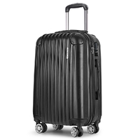 Wanderlite 24&quot; 66cm Luggage Trolley Travel Set Suitcase Carry On Hard Case TSA Lock Lightweight Black