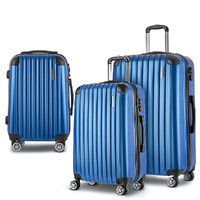 Wanderlite Luggage Set 3pc 20&quot; 24&quot; 28&quot; Suitcase Hardcase Trolley Travel Blue