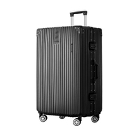 Wanderlite 28&quot; Luggage Trolley Travel Suitcase Set TSA Hard Case Lightweight Aluminum Black