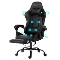 Artiss 6 Point Massage Gaming Office Chair Footrest Black