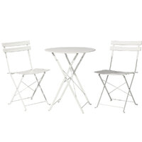 Gardeon 3PC Outdoor Bistro Set Steel Table and Chairs Patio Furniture White