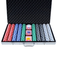 1000pcs Poker Chips Set Casino Texas Hold&#39;em Gambling Party Game Dice Cards Case