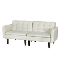 Artiss Sofa Bed 3 Seater Tufted Faux Linen Beige