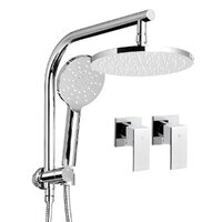 Cefito 9&#39;&#39; Rain Shower Head Set Handheld Round High Pressure Twins Tap Chome