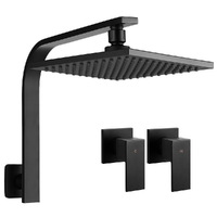 Cefito 8&#39;&#39; Rain Shower Head Wall Arm Square High Pressure Twins Tap Black