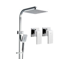 Cefito 10&#39;&#39; Rain Shower Head Set Handheld Square High Pressure Twins Tap Chrome