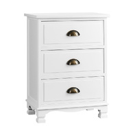 Artiss Bedside Table 3 Drawers Vintage - THYME White