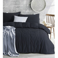 Elan Linen 100% Egyptian Cotton Vintage Washed 500TC Charcoal Single Quilt Cover Set