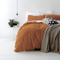 European Vintage Washed Cotton Auburn Quilt Cover Set by Park Avenue Queen
